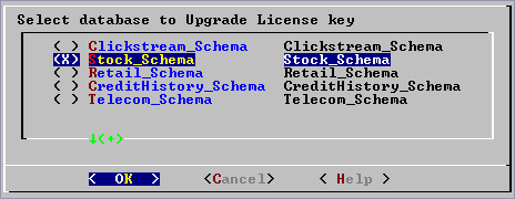 Select database to Upgrade License Key